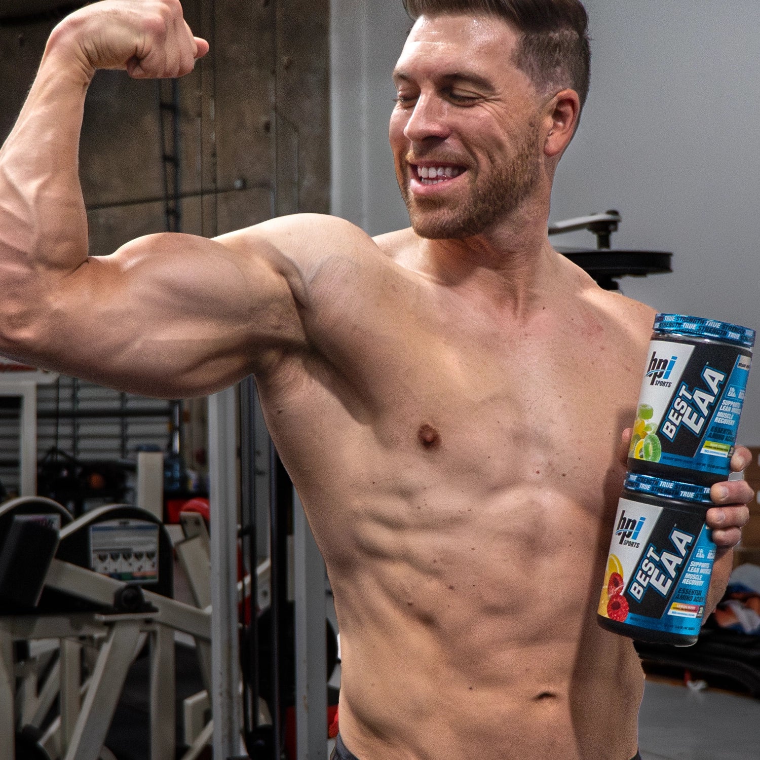 BPI's Athlete with bottle of Best EAA