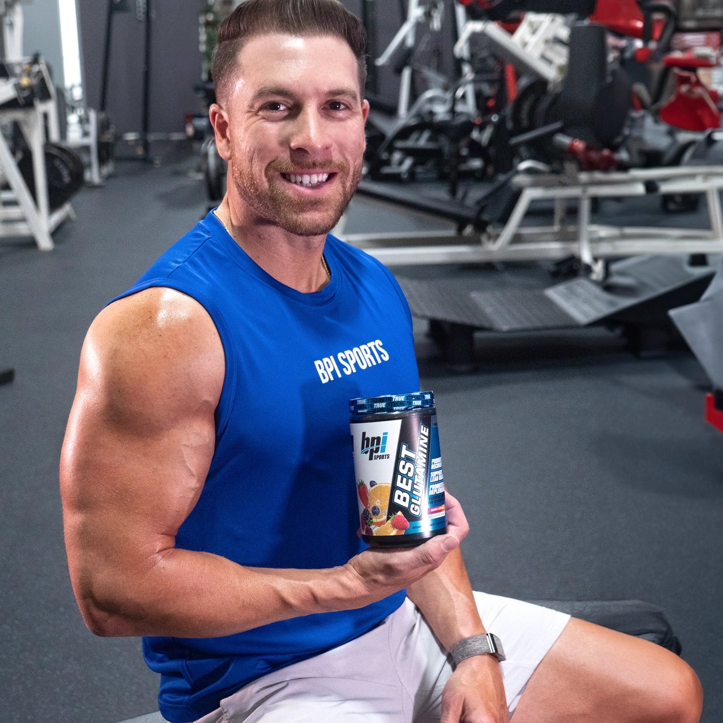 BPI's Athlete with a bottle of Best Glutamine