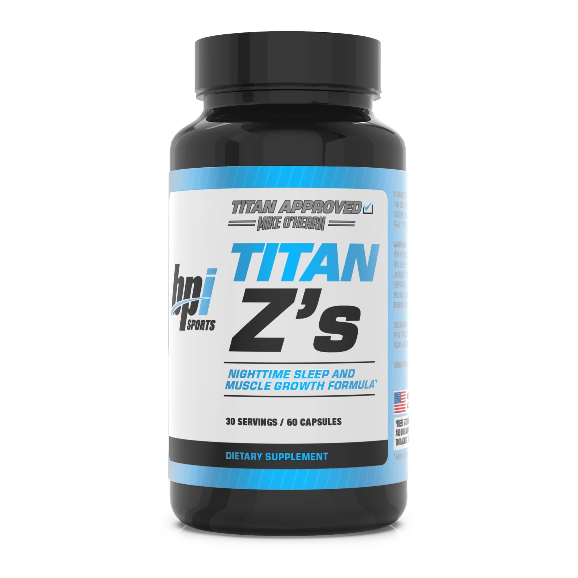 Titan Z's capsule bottle. Nighttime sleep and muscle growth formula 30 servings / 60 capsules