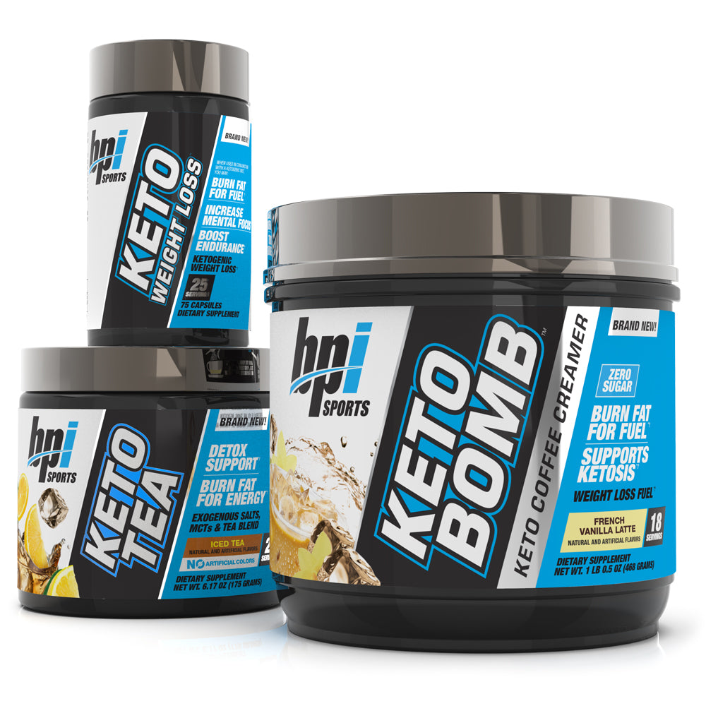Keto bundle, 2 containers and 1 capsule bottle of Keto Tea, Keto weight loss and Keto Bomb.